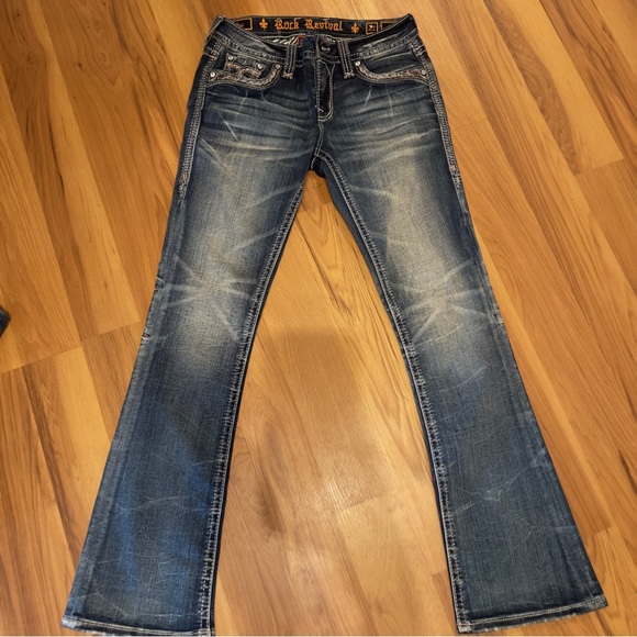Rock Revival Blue Bootcut Jeans with Embroidered Pockets - Picture 4 of 8